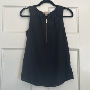 NWOT Michael Kors Black Top With Golden Zipper - XS